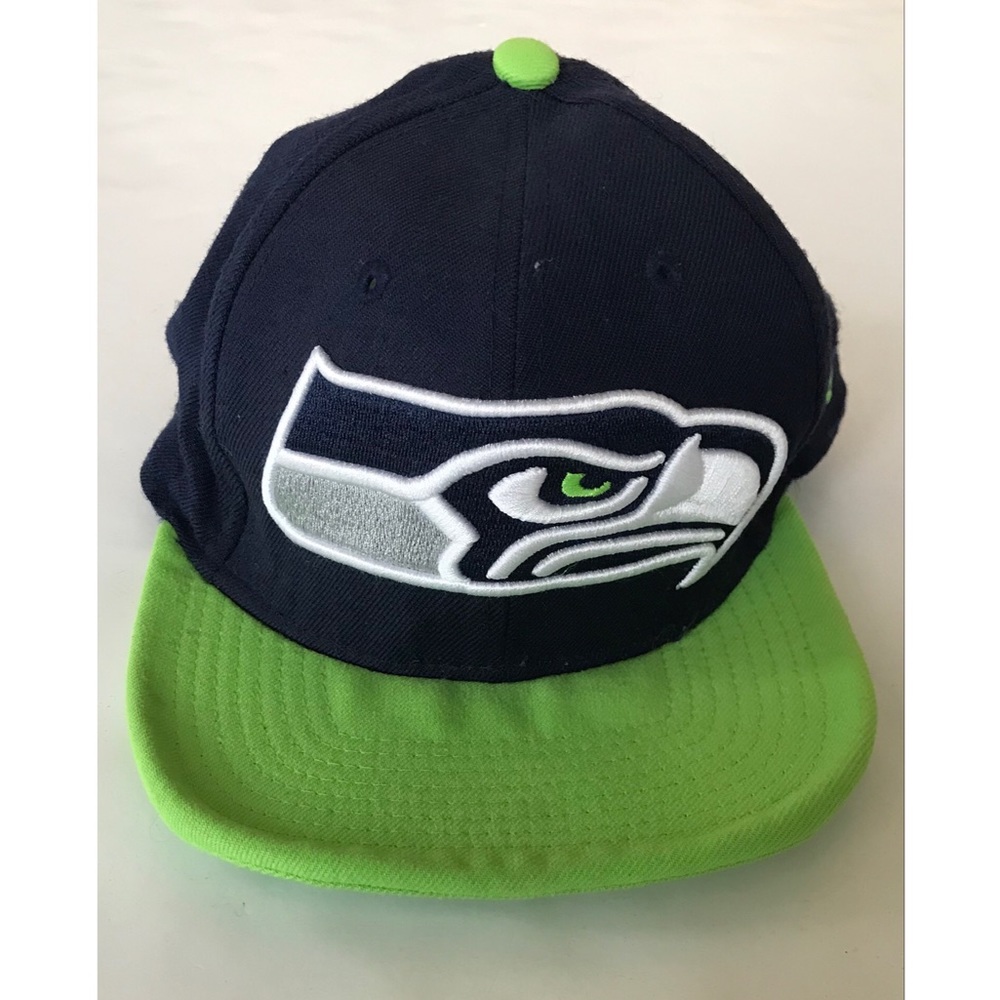 Seattle Seahawks New Era Snapback Hat Navy Blue Neon Green NFL Cap